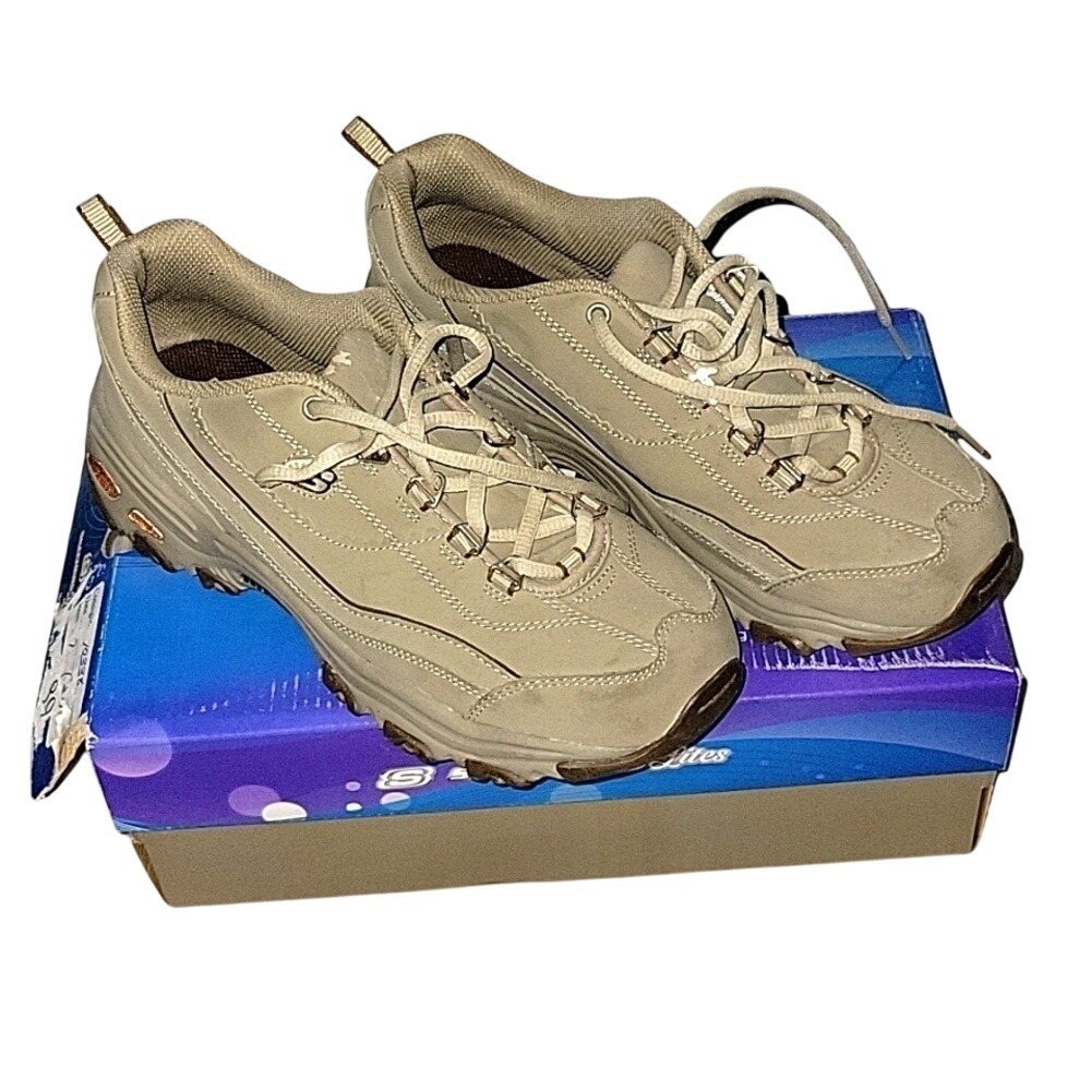 Skechers D'Lites Sneakers Walking‎ Shoes Comfort Everyday Wear Beige 10 classic